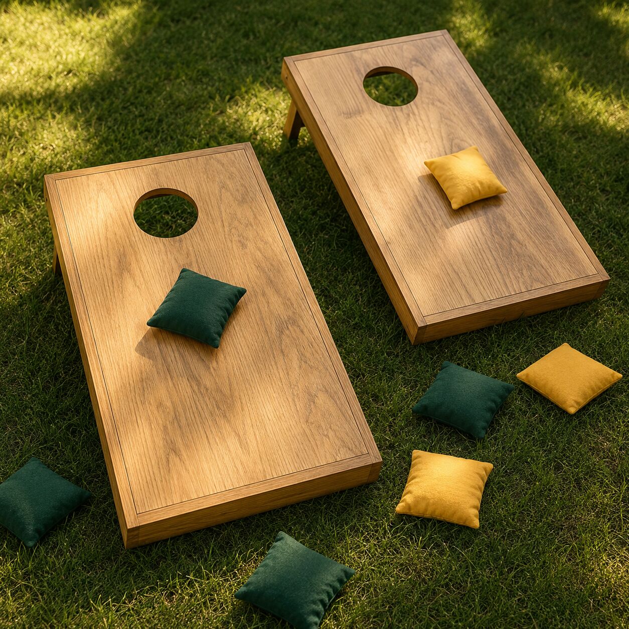 Premium wooden cornhole boards with bean bags