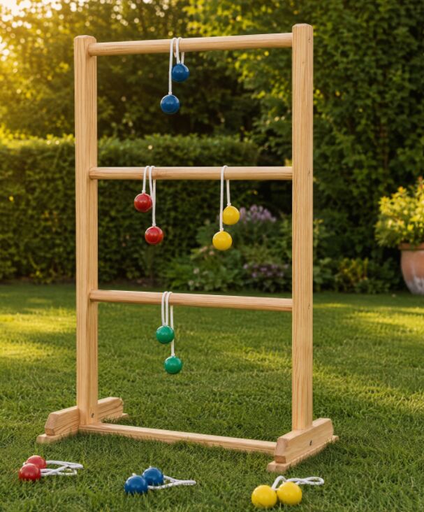 Wooden ladder golf game on lawn